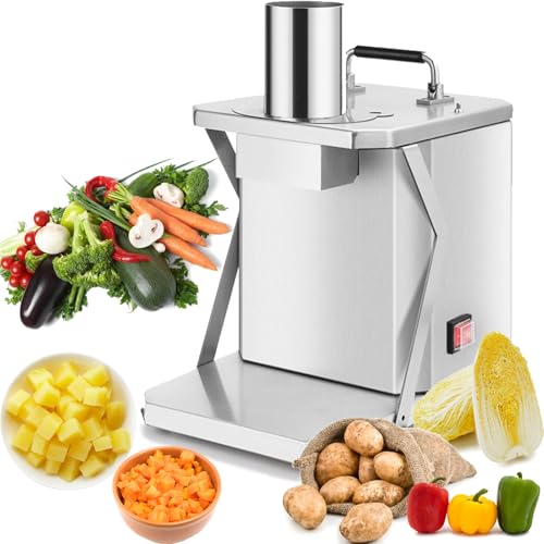 200W Commercial Vegetable Dicer and Slicer Machine, Electric Fruit Dicing Machine, Automatic Potato Onion Slicing Cube Cutting with 6/8/10/12/15mm Blades for Commercial&Home Use,All
