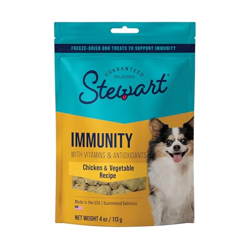 Stewart Freeze Dried Canine Treats, Rooster & Vegetable, Immunity Treats, Vitamin E, Grain Free, 4 Ounce Resealable Pouch, Made in USA Stewart Freeze Dried Canine Treats, Rooster & Vegetable, Immunity Treats, Vitamin E, Grain Free, 4 Ounce Resealable Pouch, Made in USA
