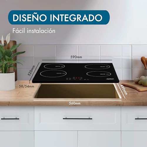 Placa de inducción rápida con función Booster Apelson AIT4600 de 66cm y bloqueo 5
