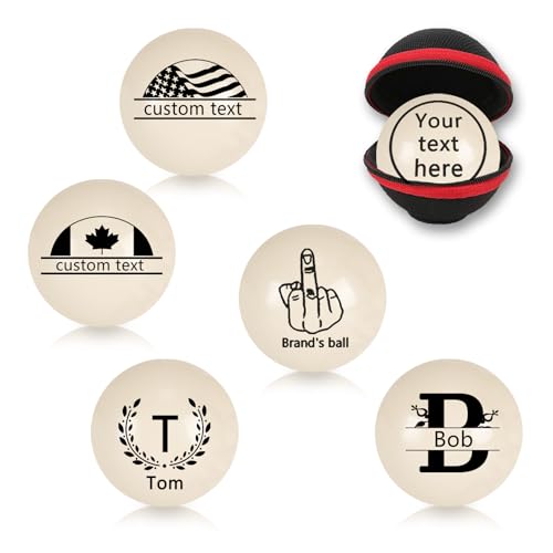 Custom 57mm Billiard Cue Ball with Pouch - Personalized Text/Logo Pool Cue Ball Birthday Gifts for Dad Husband Billiards Player Billiards Lover Wedding Fathers Day Valentines Day Gifts