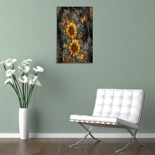 Lienzo de ensueño floral con mariposa y mármol para llenar de calidez tu hogar 5