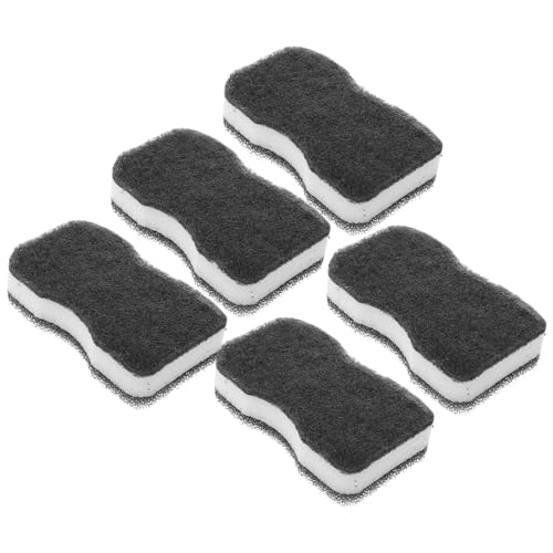 Beavorty Esponjas de Cocina Reutilizables 5 Piezas Negras Triple Capa para Limpieza Versátil de Platos, Ollas y Wok, Absorbentes y Prácticas para Uso Doméstico