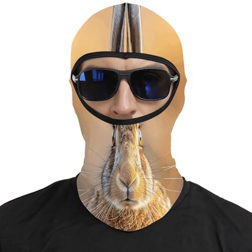 Pasamontaña térmico para hombre y mujer con estampado de liebre marrón, máscara facial para esquí, motocicleta y clima frío miniatura 3