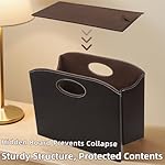 PU Leather Magazine File Holder, Foldable Magazine Basket with Handles, Stable Magazines Rack Floor, Document File Folder Organizer Box, Books Newspaper Storage Bin for Office Home School - Image 5