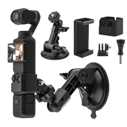 Pocket 3 4 Suction Cup Mount Windshield Window Dash Holder Kit with Expansion Adapter for Insta360 X4 X5 Go 3S for GoPro Max Hero Pocket 3 4 Action 6 5 Pro Nano Accessories