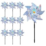 10 Pack Reflective Pinwheels Bird Blinder Sparkly Pin Wheel Scare Birds & Animal Away Wind Spinner O