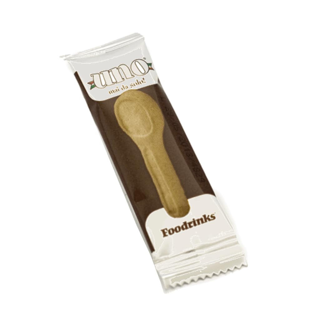 UNO MAI SOLO - Biscottini di pasta frolla a forma di cucchiaino per accompagnare il caffè - confezionati singolarmente - 1 Confezione da 300 pezzi Monodose Uno mai da solo - 300 pezzi -