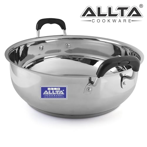 Image of ALLTA Stainless Steel Deep Induction Bottom Kadhai | 28cm | 4.3 litres | Sandwich Bottom| Heavy Guage