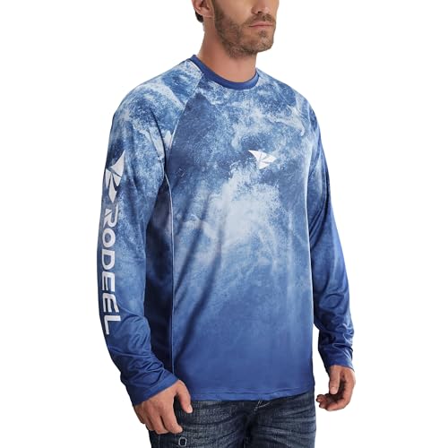 Rodeel Mens Loose-Fit Fishing T-Shirt Vented River Bluff Performance Long Sleeve Shirt UPF 50 Sleeve3
