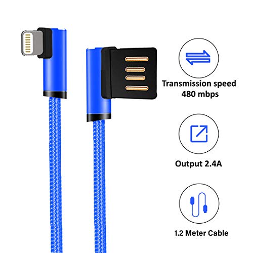 Image of pTron Solero L Shape Data Cable for iOS Devices - 3.93 Feet (1.2 Meters) - (Blue)