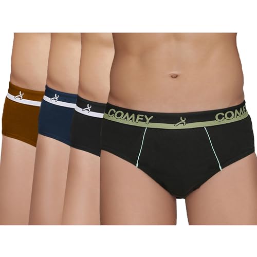Image of Amul Comfy Men's Pure Cotton Multi Color Brief Pack of 4 (Assorted Colour May Vary)