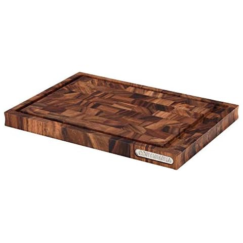 Continenta Carving Board End Grain Acacia Wood Oiled Finish, Dark Brown, One Size Cover