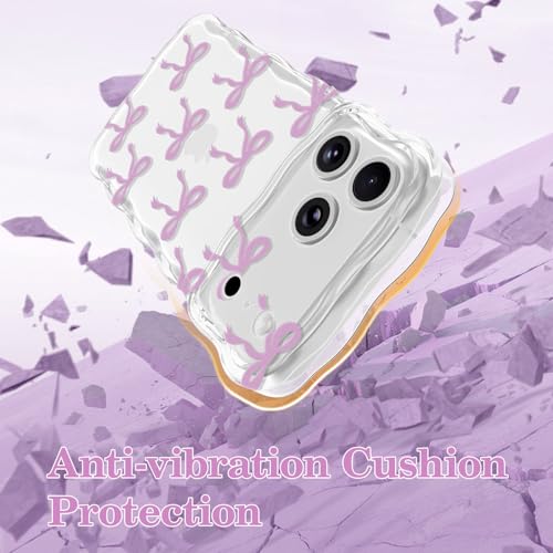Coque iPhone 17 Pro Max violette transparente en silicone TPU souple ondulé