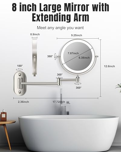 Image of 30X /1X 8 Inch Wall Mounted Magnifying Makeup Mirror with Light for Bathroom