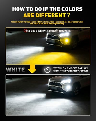 Image of AUXITO 9006 HB4 LED Switchback Bulb, 6500K Cool White & 3000K Amber Yellow, 50000LM Brighter Ultra-Bright, Plug N Play, Long Lifespan, No Flicker, Fit For 99% Vehicles, 2PCS