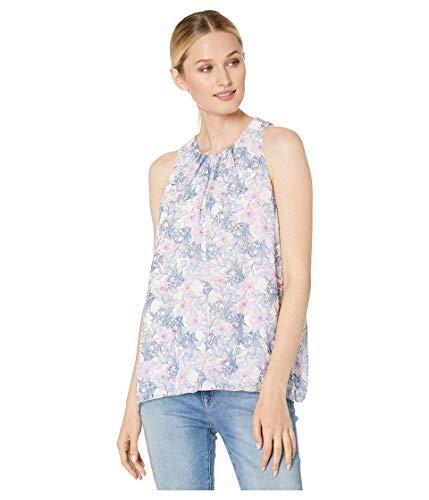 Vince Camuto Womens Sleeveless Charming Floral Chiffon Blouse Pearl Ivory LG