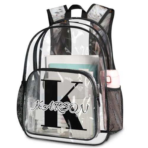 Personalized Large Clear Backpack Stadium Approved Heavy Duty PVC Plastic Custom America Eagles Transparent Backpacks See Through Bag with Name, American Flag