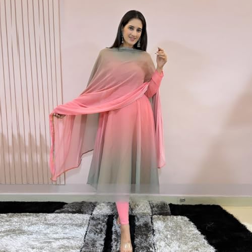 Image of KD Women's Anarkali Floral Printed Kurta Pent Set with Dupatta Anarkali Kurta for Women | Kurta Set | Ethnic Set | Dupatta Set