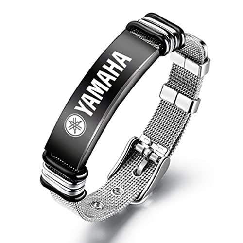 DASONG Homme Ya-MA-HA Bracelet Acier Inoxydable Dragonne Réglable 16-20CM Peut être Assorti Collier-60cm,Cadeau de fête des pères-Black-A||One Size