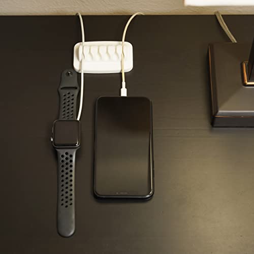 Organisateur de câbles de bureau blanc avec attache câble silicone lesté