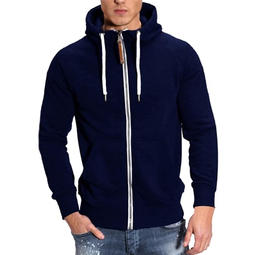 Fleece Hoodie for Men Fashion Raglan Sleeve Cardigan Top Full Zip Solid Color Fitness Sports Sweatshirts