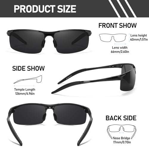 Image of Men's Polarized Semi-Rimless Sports Sunglasses with UV Protection - Ideal for Outdoor Activities