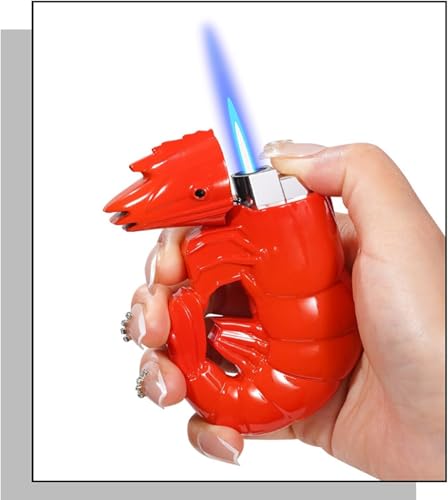 Encendedor con diseño creativo de camarones, recargable y ajustable miniatura 7