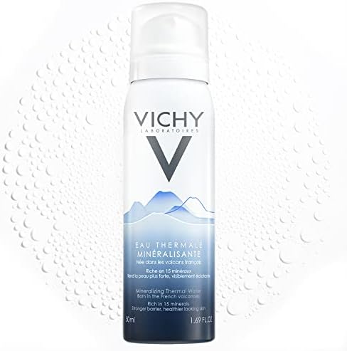 Vichy Mineralizing Thermal Water, Hydrating Face Mist with Natural Antioxidants to Soothe and Regenerate Skin, Mineral-Rich Soothing Facial Spray, Safe for Sensitive Skin, 1.69 Fl Oz (Pack of 1)