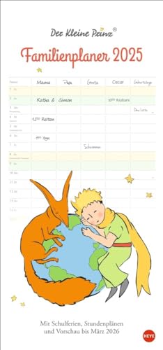 El Principito Planificador Familiar 2025: Calendario familiar con motivos del clásico libro para niños. Calendario de pared con 5 columnas. Agenda familiar (planificador familiar Heye)