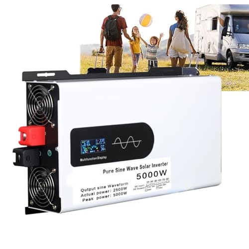 YIGECHENXIN 12v to 220v,Inverter de Potencia, 5000W Puro Sinus Wave Solar Inverter DC72V 60V 48V 24V 12V DC a 110V / 220V AC Convertidor para electrodomésticos, Solar Fuera de la Red