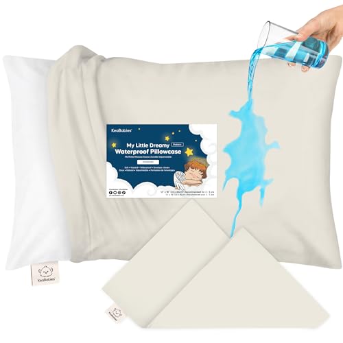 Image of KeaBabies 13x18 Waterproof Toddler Pillowcase, 1pk Pillow Case (Clay) | Soft Waterproof Toddler Pillow Protector Cover for Kids, Boys, Girls, Machine Washable, Small Travel Pillow Sold Separately