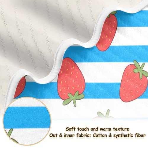 Custom Blue White Striped Fruit Strawberry Blanket for Girls Breathable para personalizar Image tag Blankets for Girls or Boys 30x40in Regalos para Baby Shower de ni?a2