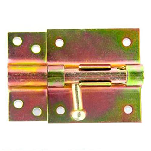 Tradineur - Cerrojo para puerta, pestillo clásico de hierro, pasador de seguridad, fácil colocación mediante tornillos, puertas de jardín, baños (Dorado, 60 mm)