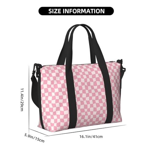 Laptop Tote Bag for Women Work - Pink irregular plaid Gym Bag for Women Men, Personal Item Crossbody Travel Bags Carry On, Overnight Weekender Bags for Women Travel2