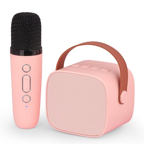 Karaoke-Machine-for-Kids-Portable-Bluetooth-Speaker-with-Wireless-Microphone-Music-Player-Toys-Gift-for-Boys-Girls-4-5-6-7-8-9-10-Year-Old-Birthday-Christmas-Party-HomePink-color