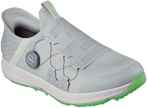 Skechers Men's Go Elite 5 Slip in Twist Fit Waterproof Golf Shoe Sneaker, Gray/Lime Spikeless, 11 Wide | Image 4