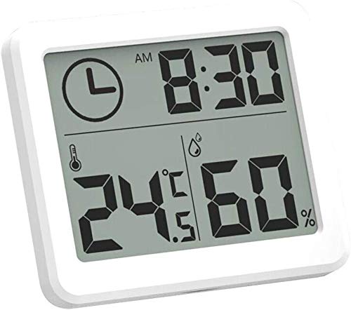 HTYG Thermo-Hygrometer, Temperatur, Feuchtigkeits und Uhr-3-in-1-Recorder, Geeignet für Wohnzimmer, Büro Indikator für Raumklimakontrolle Cover