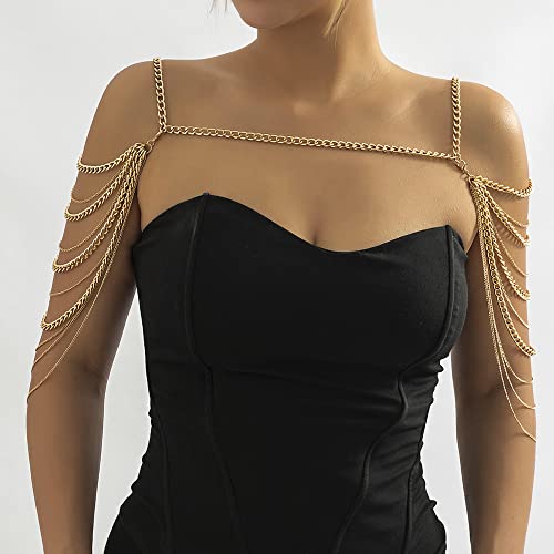 Missgrace Bride Women Shiny Statement Tassel Body Chain Shawl Dainty Body Jewelry Layered Shoulder Chain Wedding Party Nightclub Body Accessories for Women Bride4