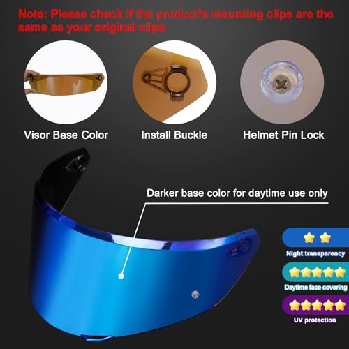 Image of PSLER Helmet Visor for K3 DOT(E2206),Only for S /M /L Size,Deep Blue