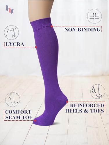 Image of Hugh Ugoli Women's Rayon Derived from Bamboo Knee High Socks Comfort Seam Long Dress Socks, Shoe Size 5-8 /8-11, 4 Pairs