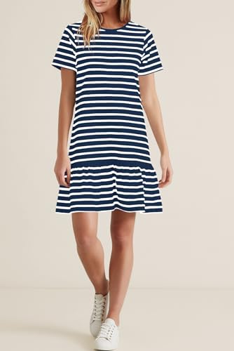 MITILLY Women's Casual Summer T Shirt Dress 2025 Striped Loose Short Sleeve Tunic Dress with Pockets4