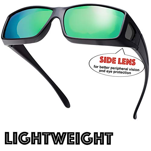 Image of The Fresh High Definition Polarized Wrap Around Shield Sunglasses for Glasses - Leather Eyeglasses Case