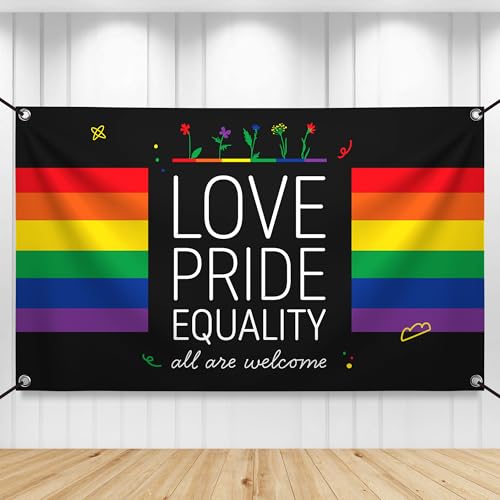 KatchOn XtraLarge Pride Banner - 72x44 Inch | Pride Decorations Pride Backdrop for Pride Month Decorations | Gay Decorations LGBTQ Decor | Rainbow Flag Backdrop for Rainbow Party Decorations