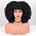 Vitorish Afro Curly Wig with Bangs 12 Inches Synthetic Afro Wig for Women about 280g/Pcs Heat Resistant Black Short Kinky Curly Wigs for Daily Party