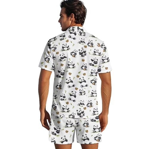 Men's Short Sleeve Pajama Sets Button Down Sleepwear Soft Lounge Pjs with Pockets3