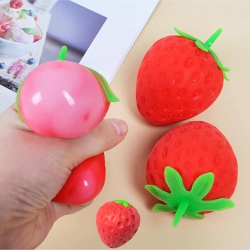 Strawberry Squishy, Realistic Strawberry Ball Relieve Stress and Anxiety, Party Favor Slow Rise Pressure Release Toy (Strawberry) - Image 6