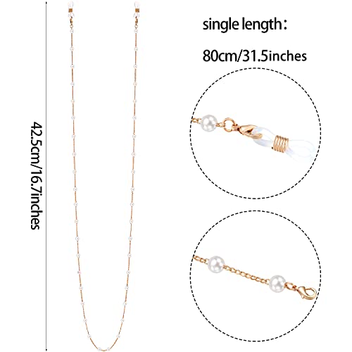 2 Pieces Pearl Beaded Eyeglass Chain Pearl Sunglasses Chain Reading Eyeglasses Holder Strap Cord Lanyard Eyewear Retainer #TOP1