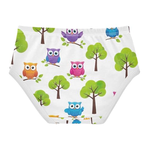 Toddler Briefs, Cute Colorful Cartoon Owls Girls' Cotton Brief Underwear, 2–8 Years2