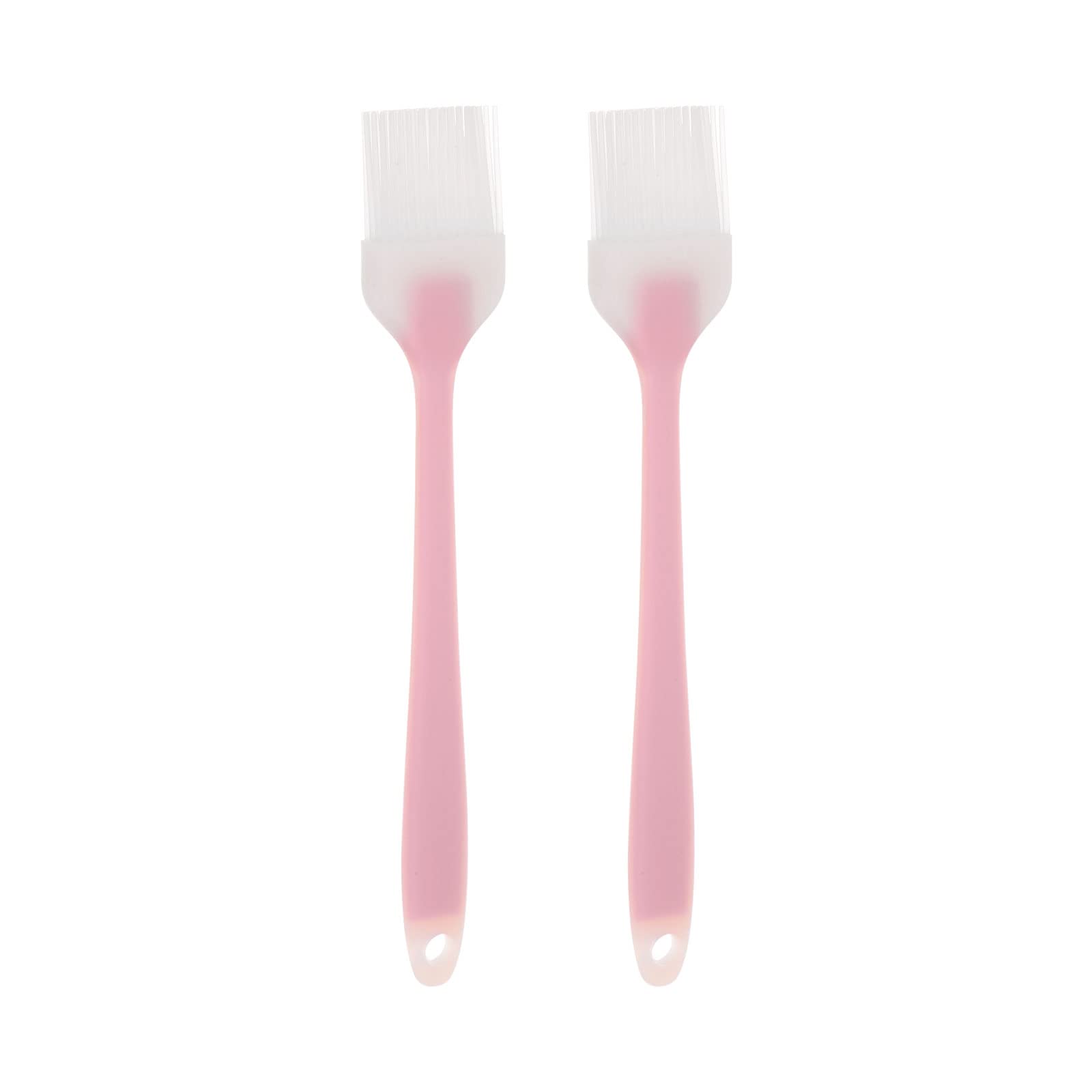 2pcs Silicone Pastry Brush, 1.38"x8.07" Heat-Resistant Basting Oil Butter Sauce Tool for Barbecue Cooking Baking, Pink