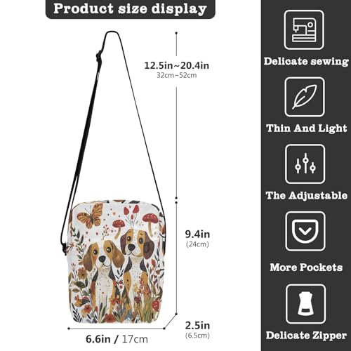 cute messenger bag cross body bag for woman small crossbody purse Adjustable Strap for Casual Casual- Cartoon Beagle Dogs White Cute3